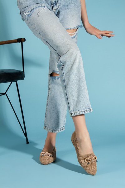 bakka shoes عارية الباليه الحجر الخوص