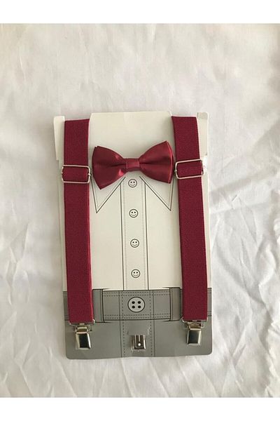 ares kids Claret Red Bow Tie Hanger Set Suitable for Ages 1-9