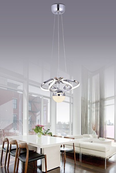 HİRALUCE Darius 3 Renk Kumandalı Ve Dimmerli Gümüş ( Sarı Beyaz Ve Gün Işığı ) Luxury Led Kristal Taşlı Avize