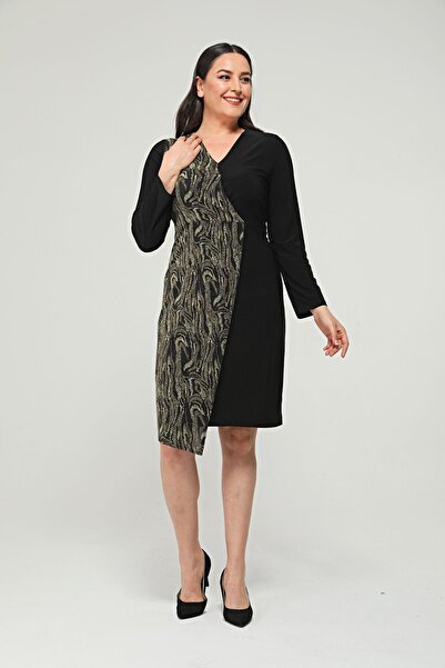 Asees Γυναικείο βραδινό φόρεμα μεσαίου μεγέθους με διπλό γιακά ασύμμετρο βραδινό φόρεμα