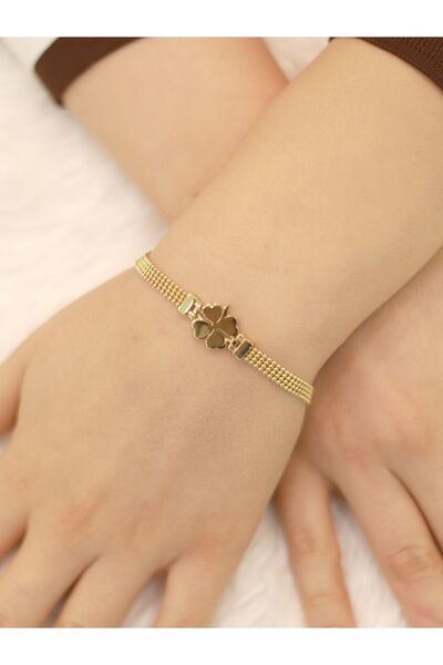 Zeynepli gold & jewelry 14 Ayar Altın Büyük Yonca Bileklik
