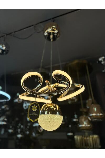 HİRALUCE Darius 3 Renk Gold ( Sarı Beyaz Ve Gün Işığı ) Luxury Led Kristal Taşlı Avize Concept