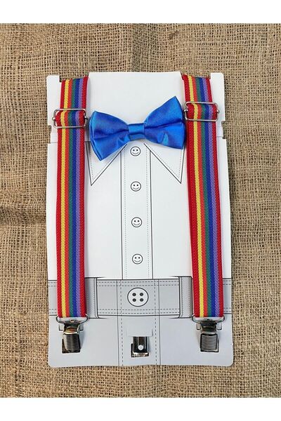 ares kids 1-9 Years Rainbow Set - With Straps and Bow Tie (BLUE BOW TIE)