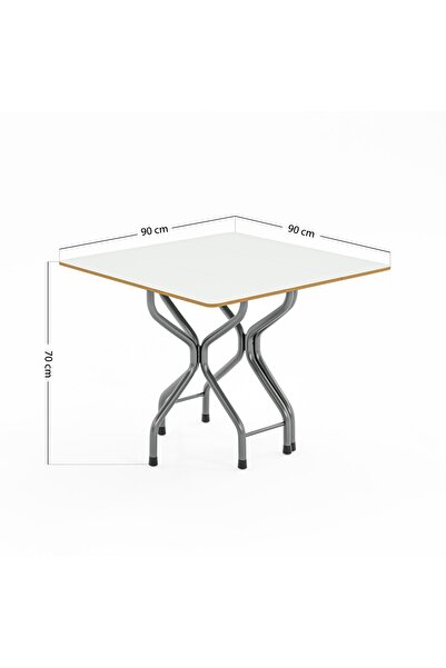 Akkaya Ticaret Katlanır Kırma Kare Beyaz Desen Masa