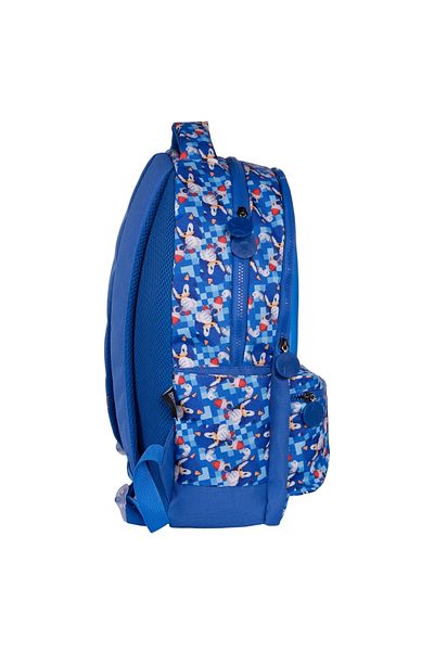 WİGGLE Wiggle Sonic The Hedgehog - Rucsac de școală pentru copii albastru cu 3 compartimente și buzunare