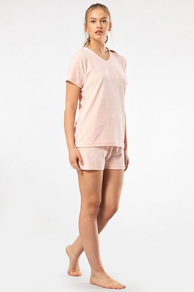 TÜREN 618 Model Women's V-Neck Half Sleeve Shorts Set