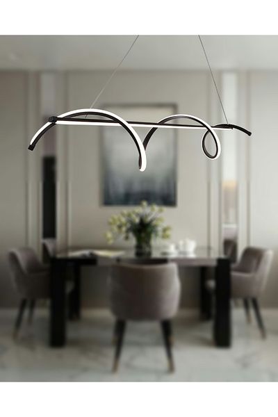 TT AYDINLATMA Tt038-Sy Tt Lighting Curved Table Top Model Black (Daylight) Led Chandelier