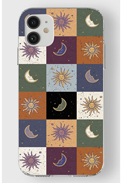moonset Iphone 11 Uyumlu Renkli Ay ve Güneş Tasarımlı Baskılı Şeffaf Telefon ...