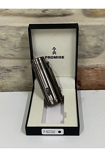 PROMISE Gaz Göstergeli Üçlü Ateşlemeli Füme Renk Kişiye Özel Çakmak