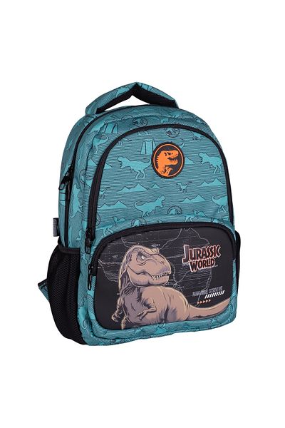 WİGGLE Wiggle Jurassic World - Rucsac de școală pentru copii cu 3 compartimente și buzunare, turcoaz-negru