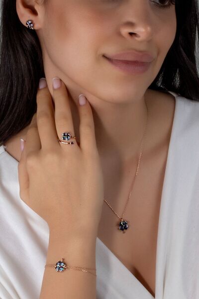 Else Silver Mistik Topaz Taşlı Gümüş Yonca Set