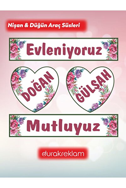 DURAK REKLAM Kişiye Özel Kına - Düğün - Nikah Araç Süsleri - Dekota Üzeri Fol...