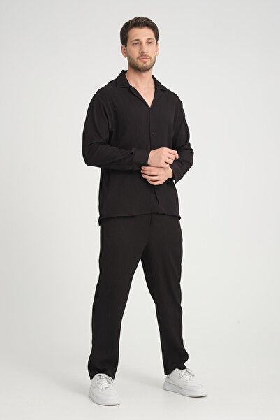 Rocqerx R-4396 Apache Collar Long Sleeve Shirt and Elastic Waist Pants Set