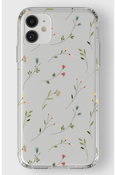moonset Iphone 11 Uyumlu Çiçekler Tasarımlı Baskılı Şeffaf Telefon Kılıfı