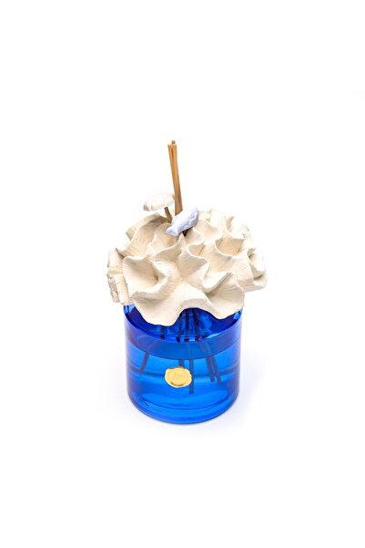 Missi 500 ml Mavi Cam Şişe Mercan Seramik Taş Bambu Çubuklu Aqua Mediterian O...