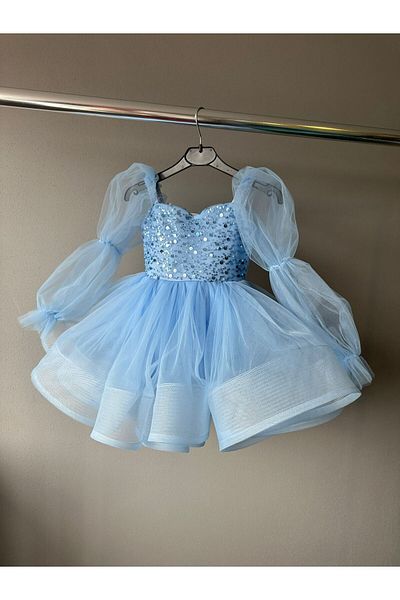 She Dress Stoned Tulle Sleeve Dress / Evening Dress