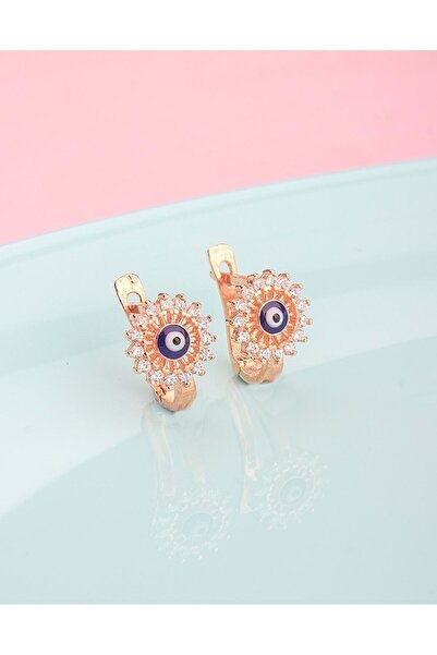 Else Silver 925 Ayar Gümüş Mineli Nazarlı Çocuk Küpesi