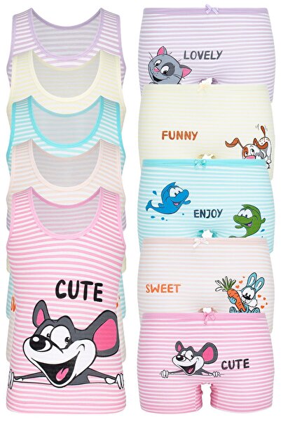 biyokids Set de atlet și boxer cu bretele late pentru fete Byo4108