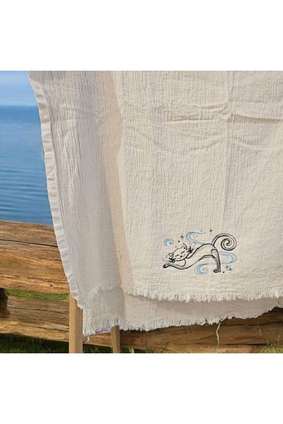 shules collection Χαριτωμένο νόστιμο κέντημα με λεπτομέρειες Muslin Peshtemal - Πετσέτα παραλίας και μπάνιου
