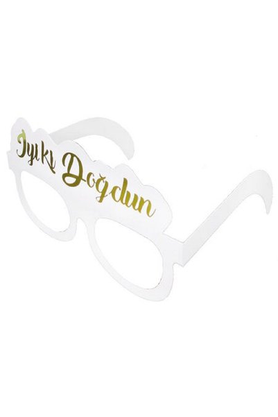BenimMarifetlerim Happy Birthday Gold Leaf Mask Glasses 8 Pieces