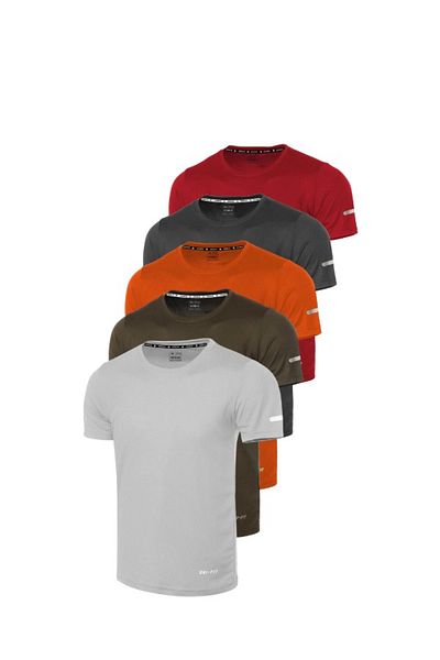 GENIUS STORE Set de 5 tricouri sport pentru bărbați - Absorbant de umiditate, Uscare rapidă, Performanță tehnică atletică DRIFIT-KISAKOL13