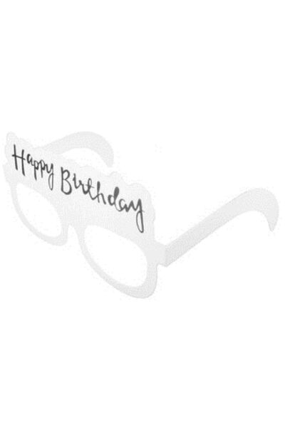 BenimMarifetlerim Happy Brithday Silver Leaf Mask Glasses 8 Pieces