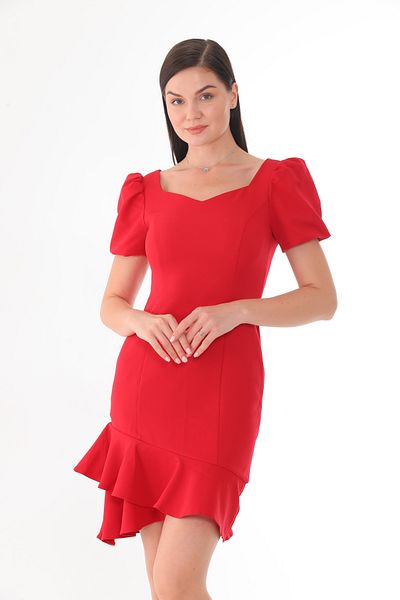Ayşo Burgundy Flounced Women's Evening Dress - Wedding, Engagement and Graduation Dress