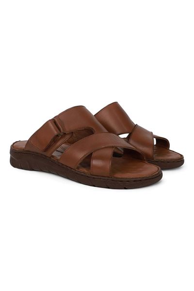 Konfores 2044 Model Anatomical Men's Slippers - Massage Sole and Genuine Leather