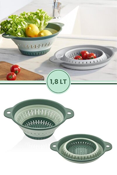 Flora Katlanabilir Yuvarlak Süzgeç 1,8 Litre YEŞİL