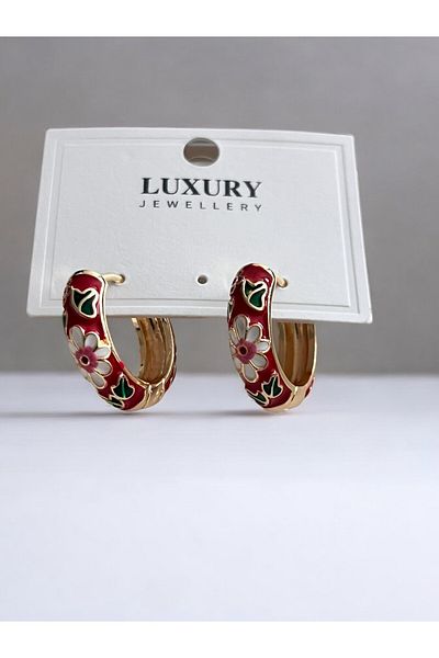 NAİFTAKIAKSESUAR Women's Enamel Ring Red Steel Necklace