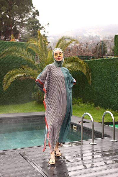 ButikKardelen Camellia Hijab Swimsuit - 5 Pieces Patterned, Model 10361