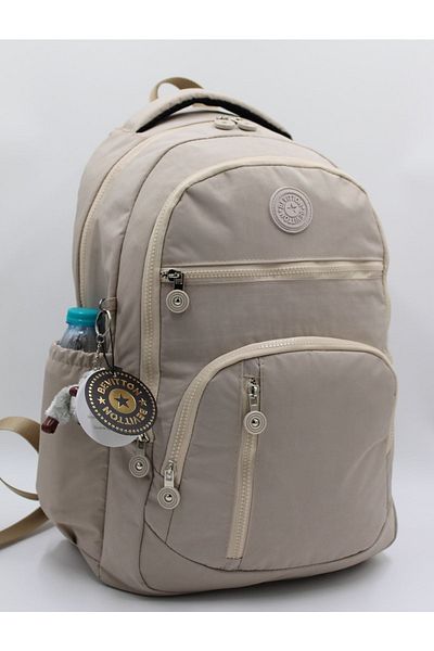 Bevitton Unisex Crinkle Fabric Daily School Backpack - 1700 Beige