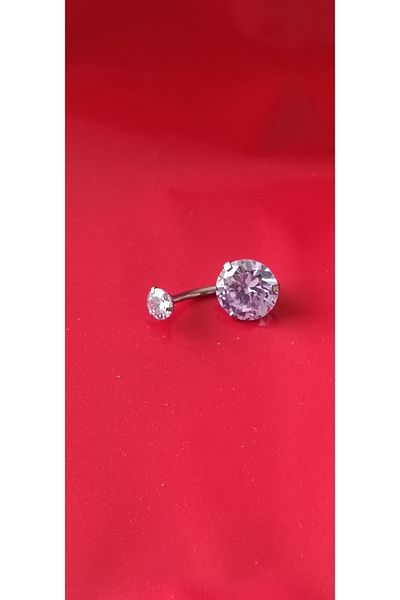 AyçaSilver Surgical steel, bottom and top with zircon stones Belly piercing