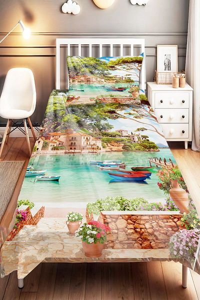 Else Dekor Seaside Scenery Patterned - Digital Printed Single Children's Bed Set