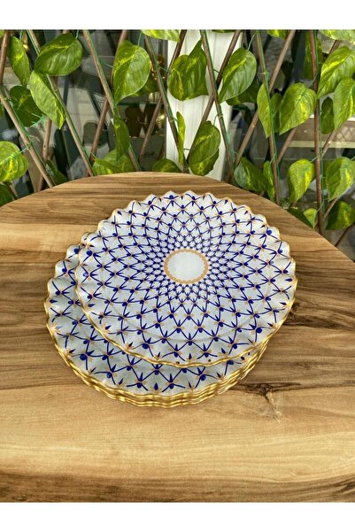 GÜRCÜGLASS Jewel model gold 6-piece cake plate