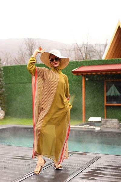 ButikKardelen Camellia Hijab Swimsuit - 5 Pieces Patterned, Model 10361