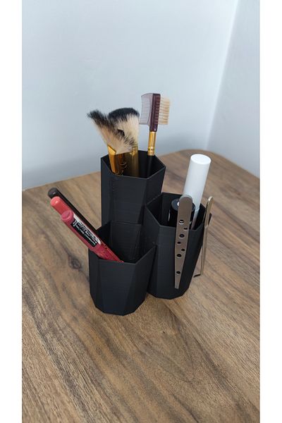 GİZZSTORE HOME Makeup Organizer and Brush Holder Multi-Purpose Organizer Black 3 Compartments