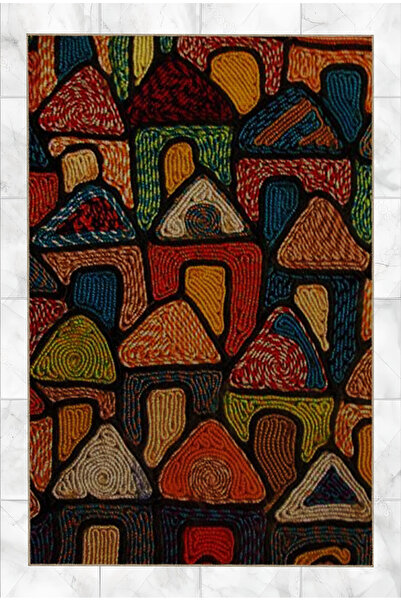 Rugs Modern Halı Çok Renkli Karikatürist Tasarım Ev Desenli Kreatif Modern De...