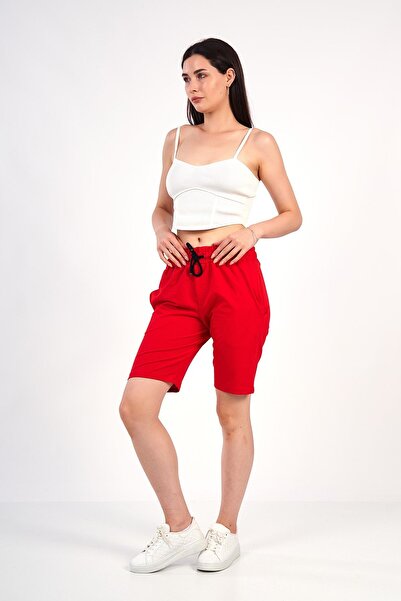 giyadda Red Unisex Flexible Cotton Casual Shorts - Comfortable Fit, Pockets and Laces