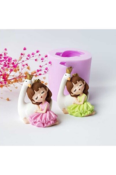 Himi Pasta Süsleri Swan And Girl 2 Pieces Model Toothpick Cupcake Cake Decora...