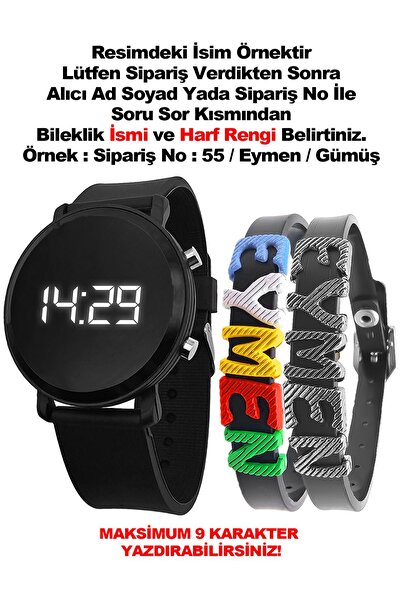 tutkanstore Çocuk Saati Siyah Isme Özel Hediye Bileklik Dijital Kız Ve Erkek ...