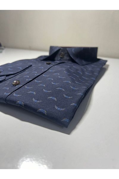 Pi Giyim Памучен кариран принт - Мъжка риза Slim Fit Easy Iron, дълъг ръкав и яка с копчета