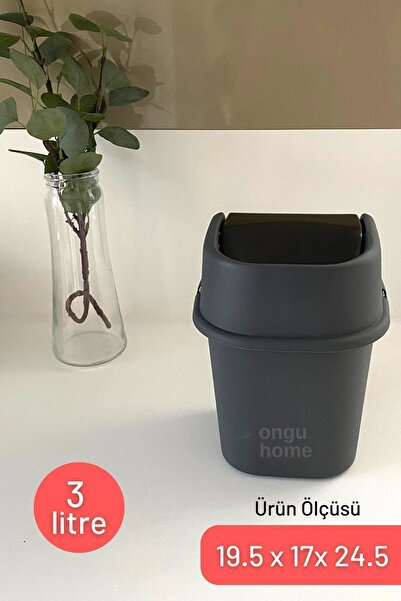 ongu home Hassas Kapaklı Çöp Kovası Tezgah Üstü Kovası Mutfak Banyo Ofis ( 3lt )
