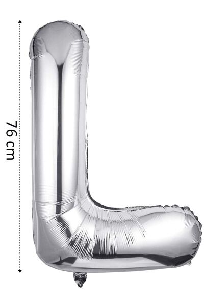 Onay Store Folyo Balon L Harfi Helyum Balon 76 Cm Gümüş Renk - L Harf Balon -...