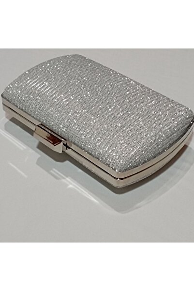 Şarra Gossi Geantă de seară cu sclipici Geantă de seară argintie Geantă clutc...