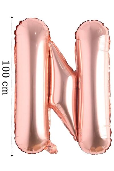 Onay Store Folyo Balon N Harfi Helyum Balon 100 Cm Rose Renk - N Harf Balon -...