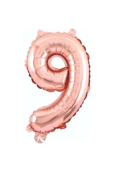 Onay Store Folyo Balon 9 Rakamı Helyum Balon 76 Cm Rose Renk - 9 Yaş Doğum Gü...