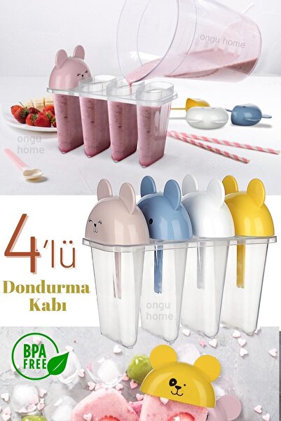 ongu home Snowy Dondurma Kabı Çubuklu Pratik Dondurma Kalıbı Meybuz Yapma Kabı