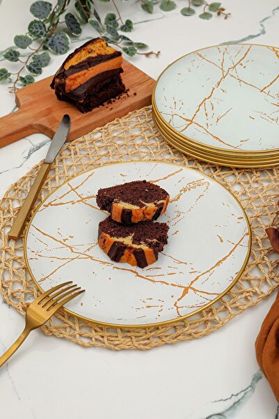 GÜRCÜGLASS Mermer Desen Servis Tabağı Cam