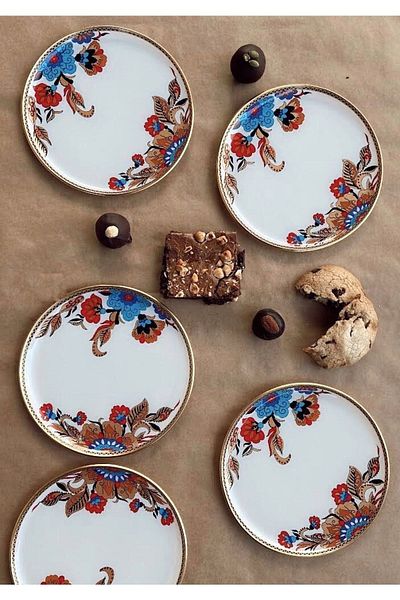 GÜRCÜGLASS طبق تقديم الزهور البيضاء